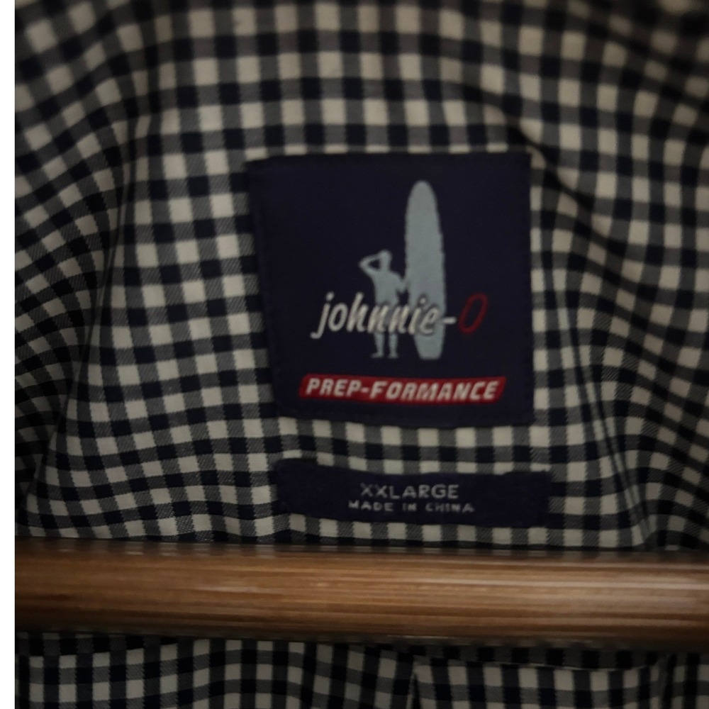 Johnnie-O Prep-formance Bamboo Stretch Gingham Button Down Shirt Men's XXL Navy - Picture 12 of 13